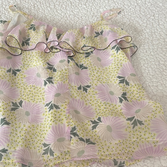 Ted Baker London pink green silver bead Floral Ruffle Blouse-2 - Picture 13 of 14